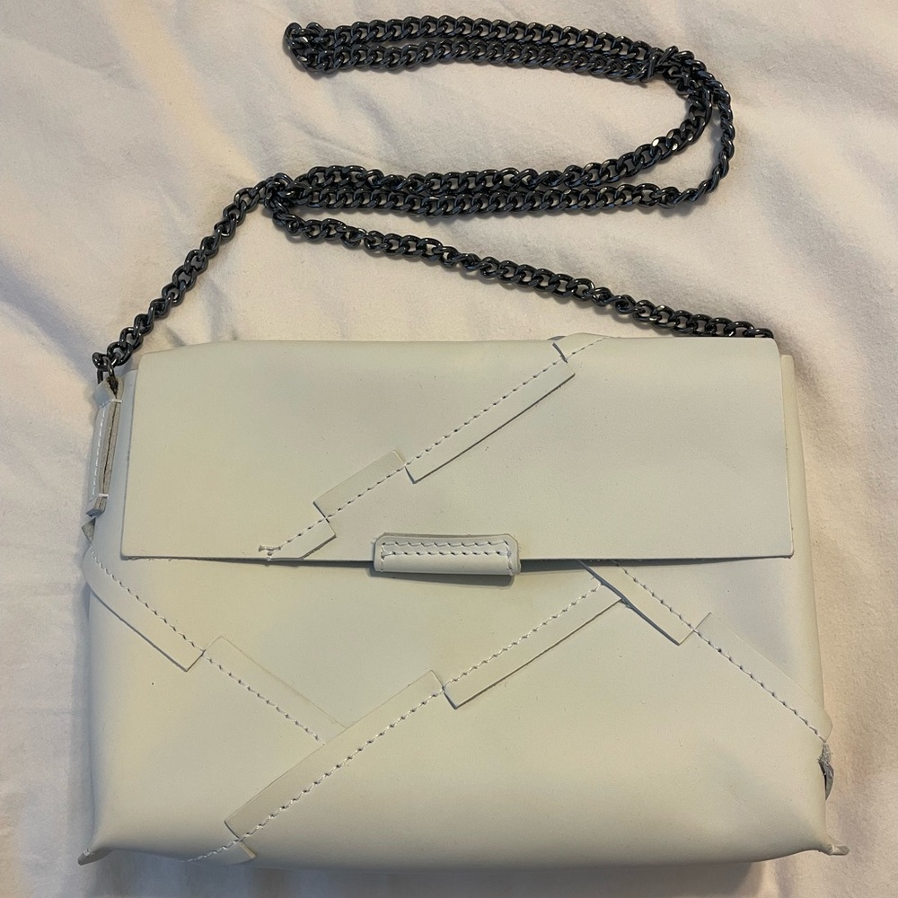 FALOR White Genuine Leather Crossbody